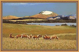Шерстяной пейзажный ковер Erdenet Hunnu 6S1185 82 пейзаж лошади