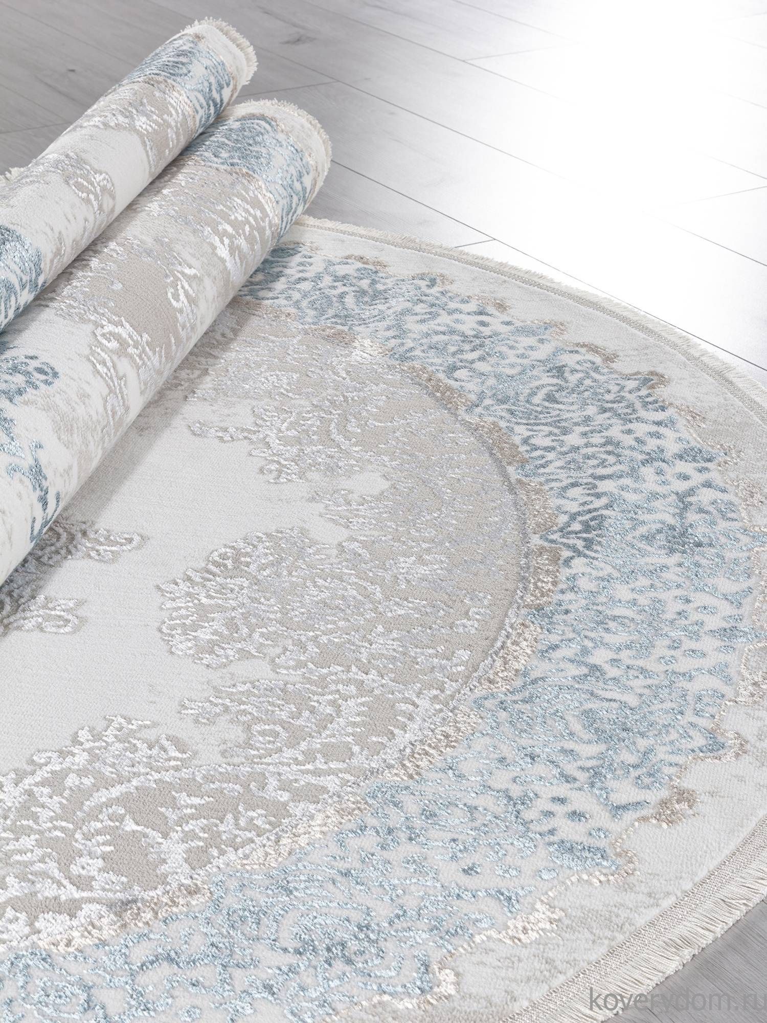 Ковер EFSAN L270A CREAM SHRINK / BLUE FDY Овал Ковер EFSAN L270A CREAM SHRINK / BLUE FDY Овал