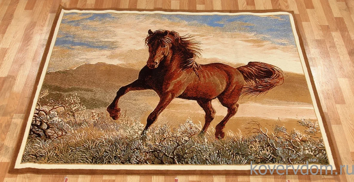 Шерстяной пейзажный ковер Hunnu 6S1137 122 скакун Шерстяной пейзажный ковер Hunnu 6S1137 122 скакун