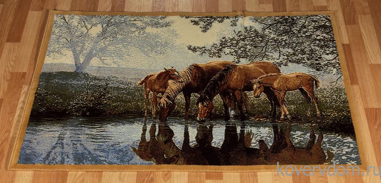 Шерстяной пейзажный ковер Hunnu 6S1027 82 водопой